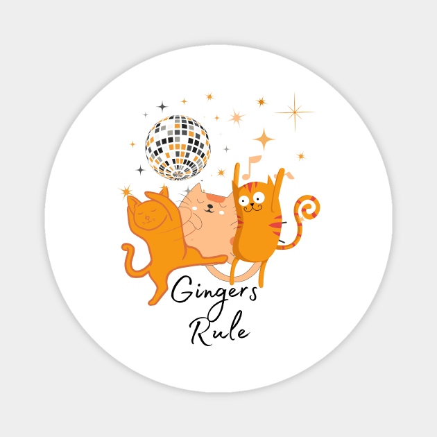 Ginger Cats Dance Party Magnet by TammyWinandArt